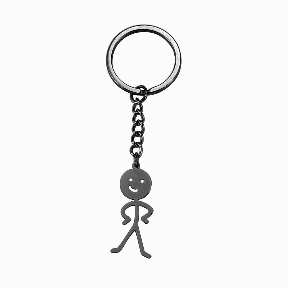 Wholesale Titanium Steel Cut Smooth Akimbo Figurine Keychain